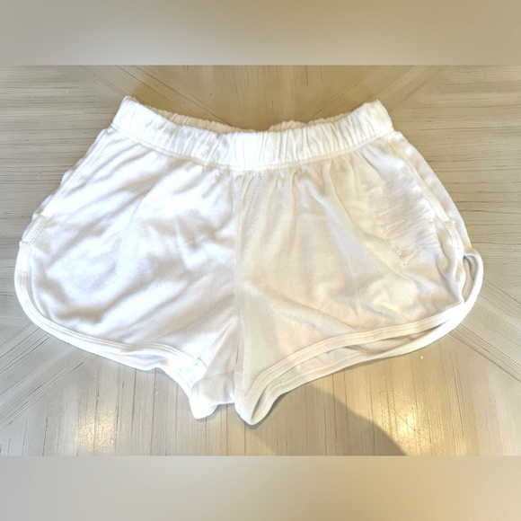 PINK Victoria's Secret Pants - 🔥HP🔥NWOT - PINK Victoria's Secret Beach Terry Varsity Shorts in White Size Large